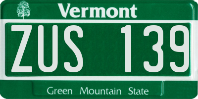 VT license plate ZUS139