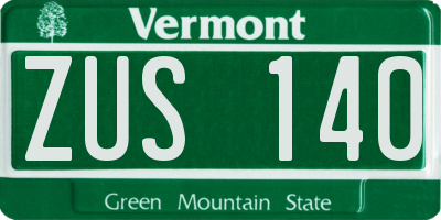 VT license plate ZUS140