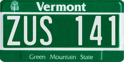 VT license plate ZUS141