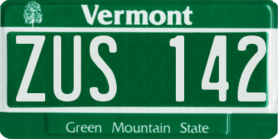 VT license plate ZUS142