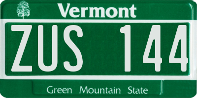 VT license plate ZUS144