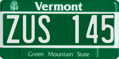 VT license plate ZUS145