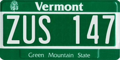 VT license plate ZUS147
