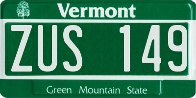VT license plate ZUS149