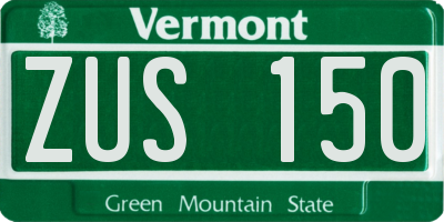 VT license plate ZUS150