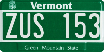 VT license plate ZUS153