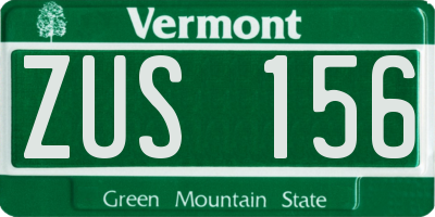VT license plate ZUS156