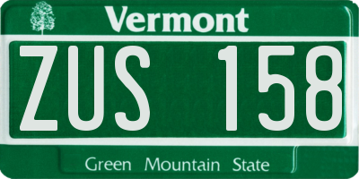 VT license plate ZUS158