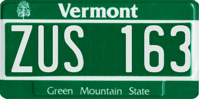 VT license plate ZUS163