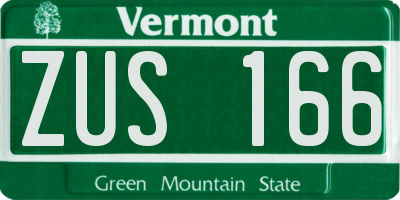 VT license plate ZUS166
