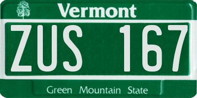 VT license plate ZUS167
