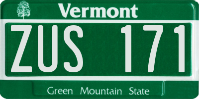 VT license plate ZUS171