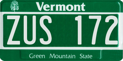 VT license plate ZUS172