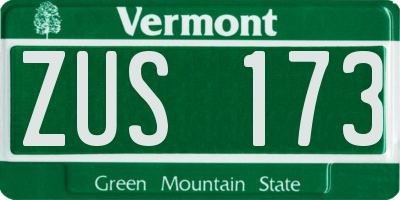 VT license plate ZUS173