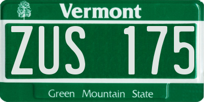 VT license plate ZUS175
