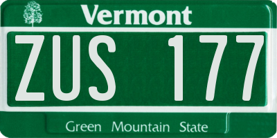 VT license plate ZUS177