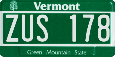VT license plate ZUS178