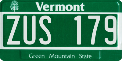 VT license plate ZUS179