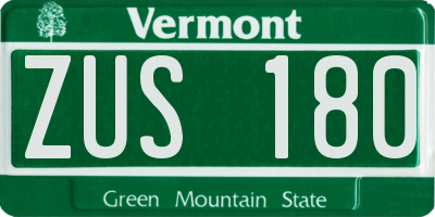 VT license plate ZUS180