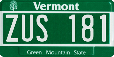 VT license plate ZUS181