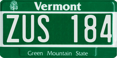 VT license plate ZUS184