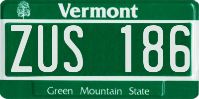 VT license plate ZUS186