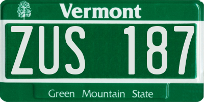 VT license plate ZUS187