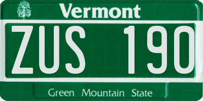 VT license plate ZUS190