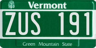 VT license plate ZUS191