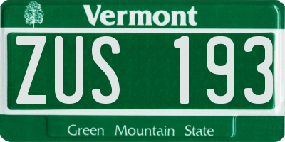 VT license plate ZUS193