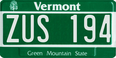VT license plate ZUS194