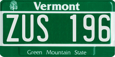 VT license plate ZUS196