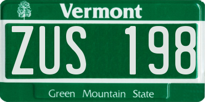 VT license plate ZUS198