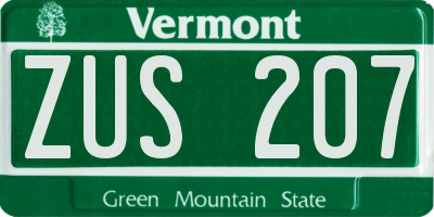 VT license plate ZUS207