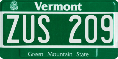 VT license plate ZUS209