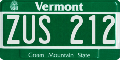 VT license plate ZUS212