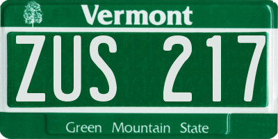 VT license plate ZUS217