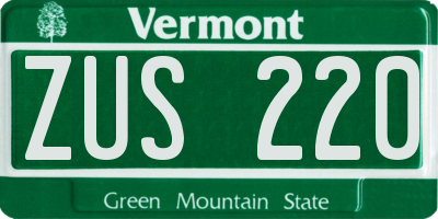 VT license plate ZUS220