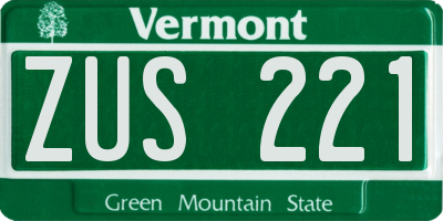 VT license plate ZUS221