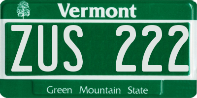 VT license plate ZUS222