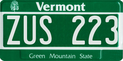 VT license plate ZUS223