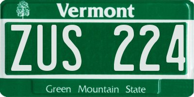 VT license plate ZUS224