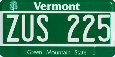 VT license plate ZUS225