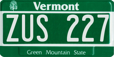 VT license plate ZUS227