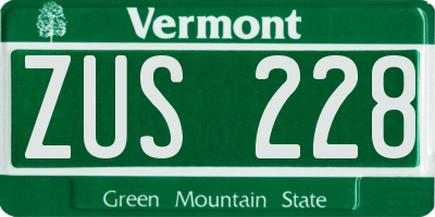 VT license plate ZUS228