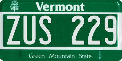 VT license plate ZUS229