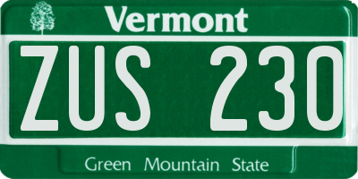 VT license plate ZUS230