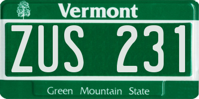 VT license plate ZUS231