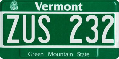 VT license plate ZUS232