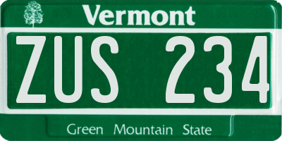 VT license plate ZUS234